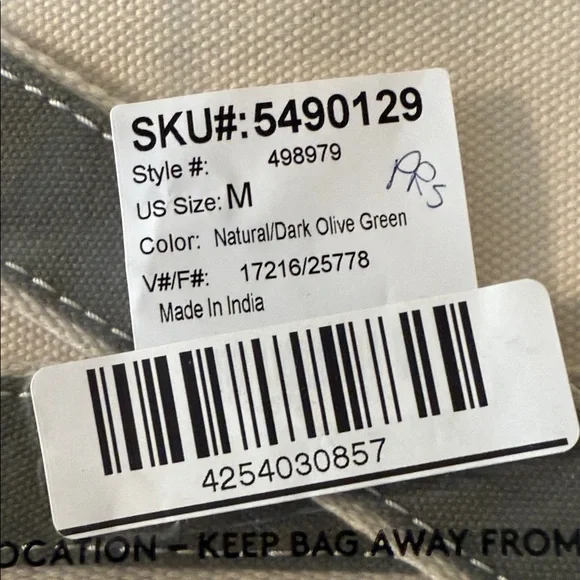 New lands end Canvas Tote Bag with green and Cream Design - Picture 2 of 8